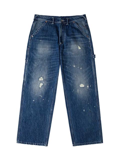 Washed and Distressed Daicock Print Relax Fit Jeans