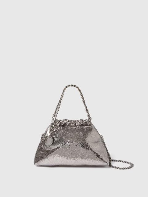 Falabella Cracked Metallic Drawstring Crossbody Bag