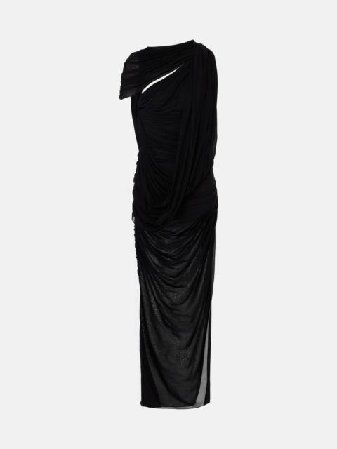 Draped open-back jersey maxi dress