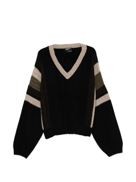 V-neck cable-knit sweater