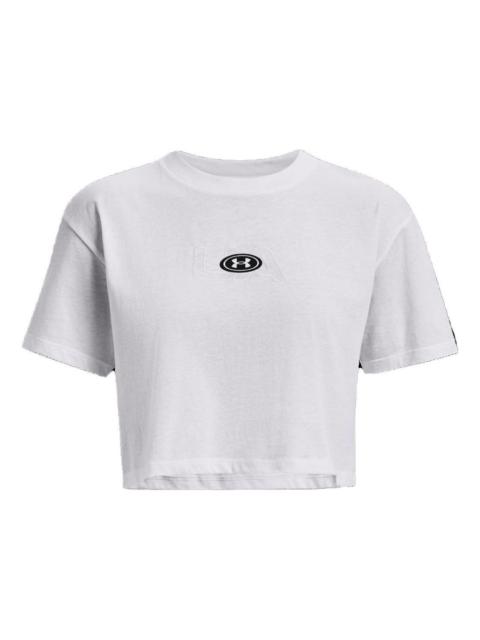 (WMNS) Under Armour Branded Logo Crop T-shirt White' 1376751-100