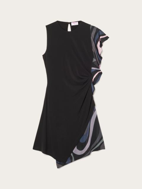 MARMO PRINT DRAPE SLEEVELESS DRESS