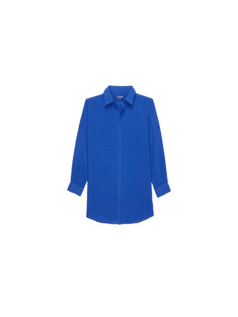 Women Linen Shirt Dress Solid