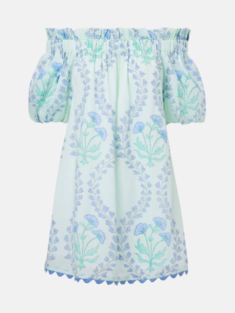 Printed off-shoulder cotton minidress