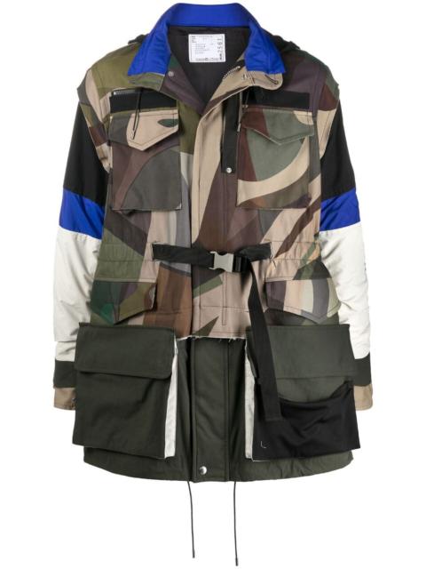 camouflage-print hooded coat