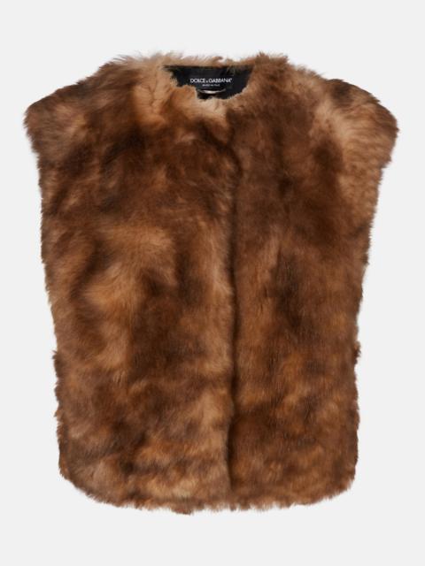 Cropped shearling vest