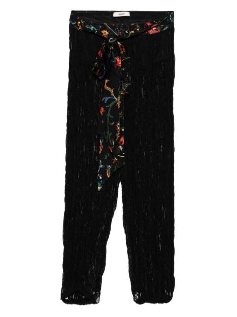 floral-print lace trousers