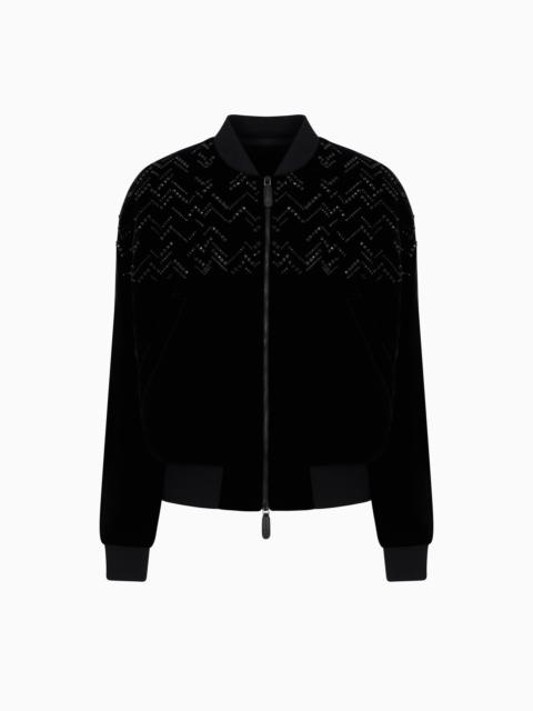Giorgio’s velvet bomber jacket with applied rhinestones