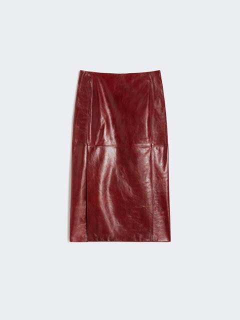 Straight leather skirt - bordeaux