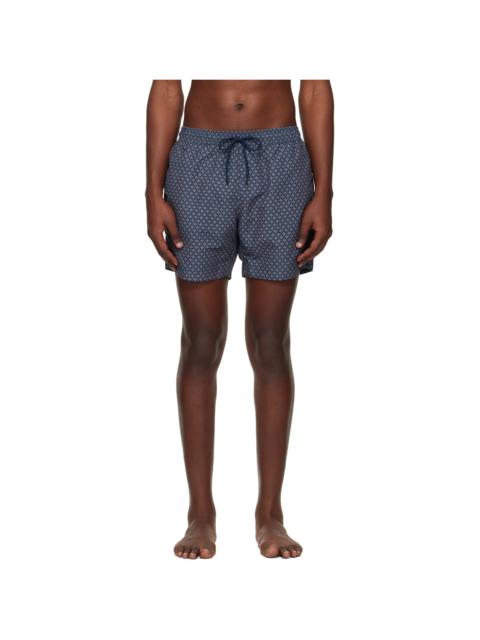 Navy & Orange Micro-Print Swim Shorts