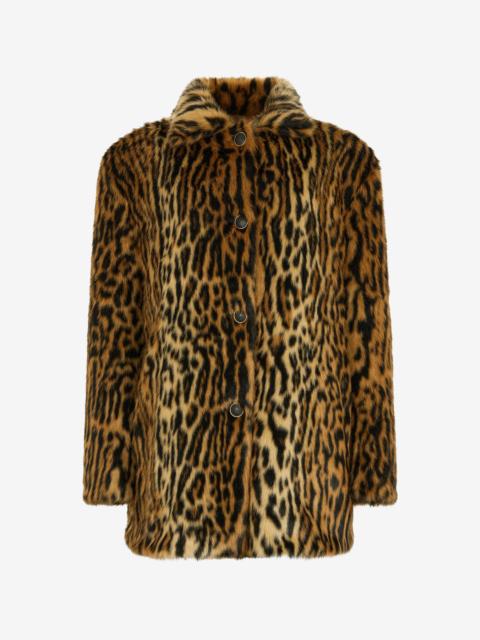 Roberto Cavalli Leopard Print Faux Fur Coat