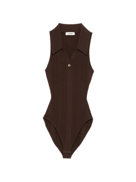 polo-collar bodysuit