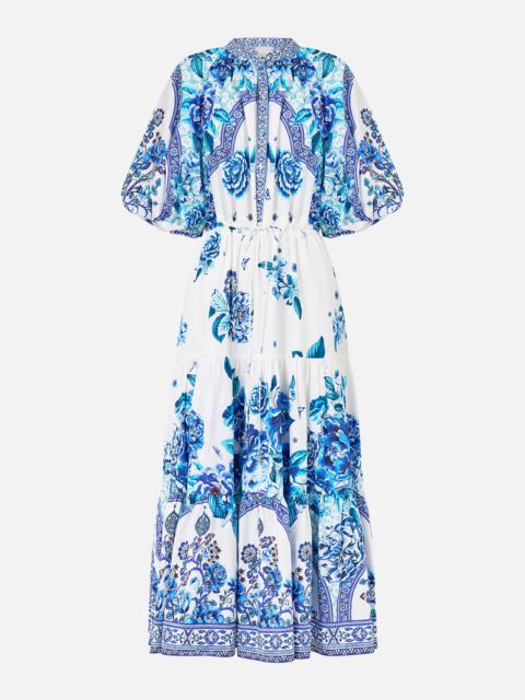 PUFF SLEEVE MIDI SHIRT DRESS