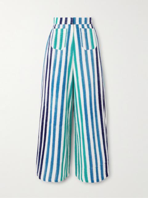 Adele Striped Cotton Wide-leg Pants