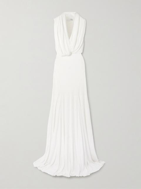 Ripple Stretch-jersey Halterneck Gown