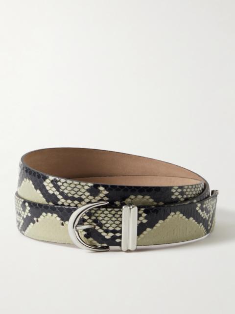 Snake-effect Leather Belt