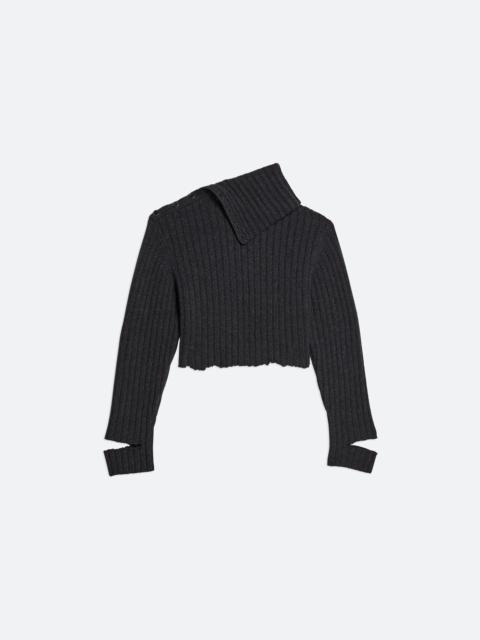 DISTRESSED RIB TURTLENECK