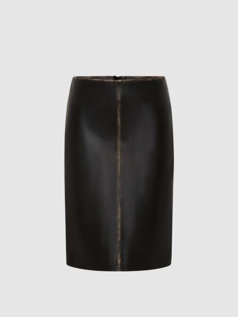 Brushed Leather Pencil Skirt - Black
