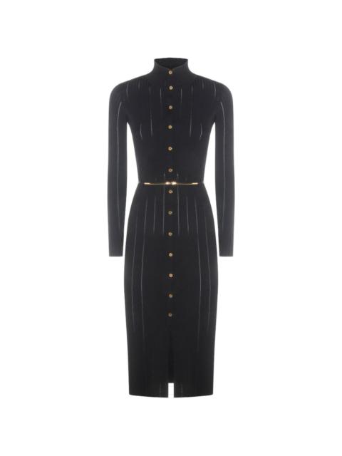 openwork knit fabric with belt dress