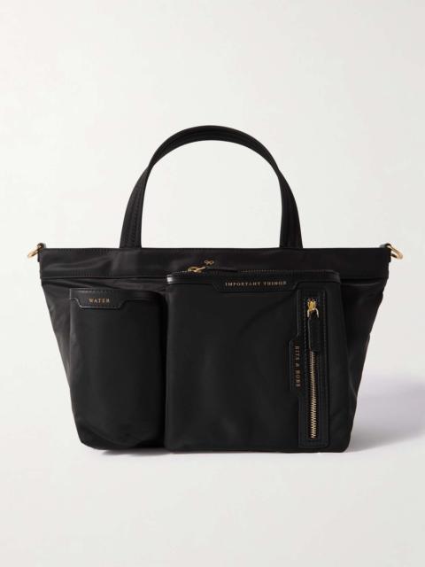 Leather-trimmed ECONYL® tote bag