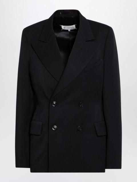 BLACK DOUBLE-BREASTED JACKET IN WOOL