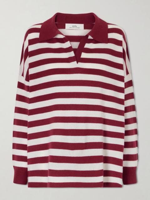 Victoria Striped Cashmere Polo Shirt