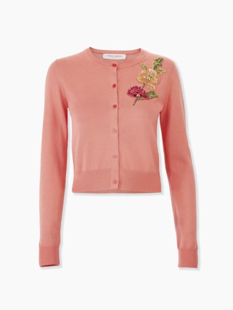 Floral-Embroidered Cardigan
