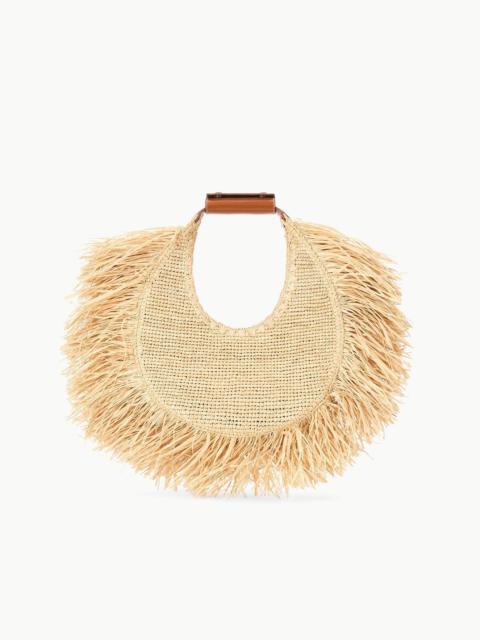 STAUD MOON RAFFIA TOTE BAG NATURAL FRINGE