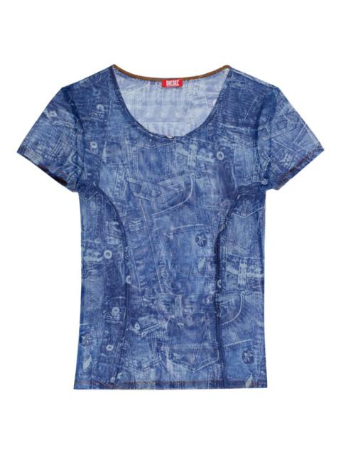 denim print T-shirt