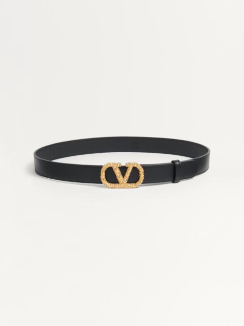 VLOGO SIGNATURE BELT IN SHINY CALFSKIN WITH CRYSTALS 30 MM