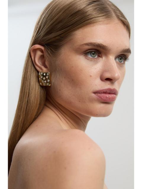 Diamante Sprinkle Square Stud Earrings