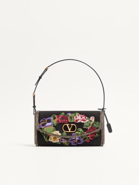 VALENTINO GARAVANI DEVAIN SMALL EMBROIDERED SHOULDER BAG