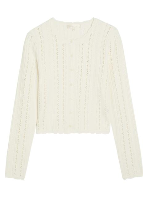 Loveshackfancy Peridot Cropped Pointelle-knit Cardigan