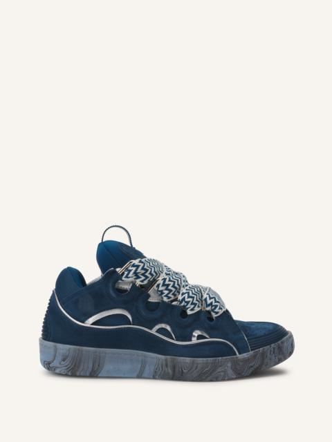 LEATHER CURB SNEAKERS WITH MARBLED SOLE