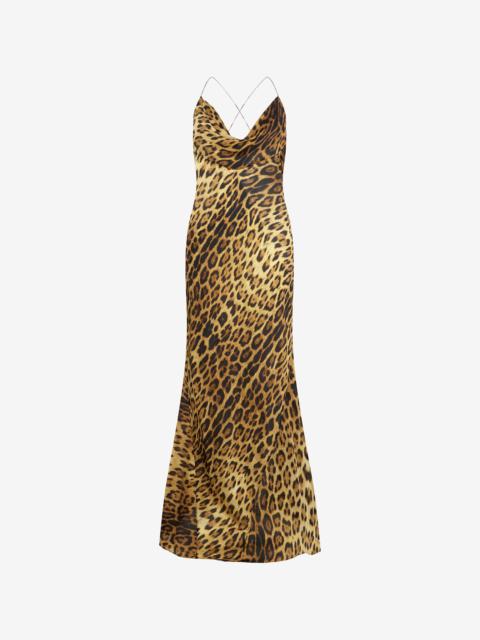 Long Silk Dress With Jaguar Skin Print