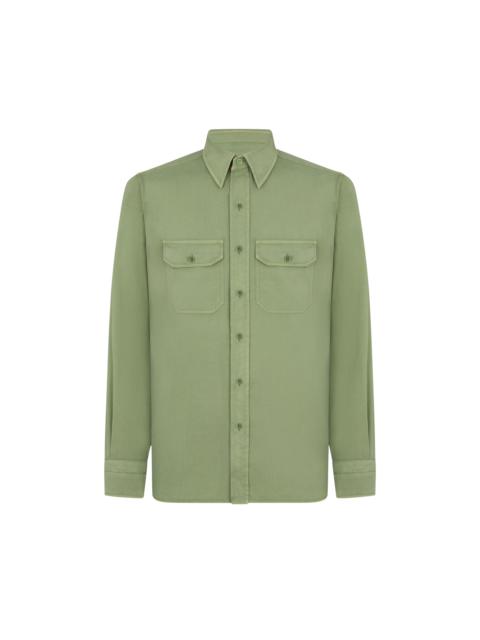 COTTON SILK FAILLE MILITARY SHIRT