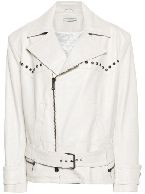 crocodile-pattern leather jacket