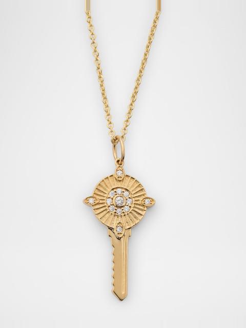 14K Yellow Gold Medium Tiffany Chain Necklace with Protection Key Charm