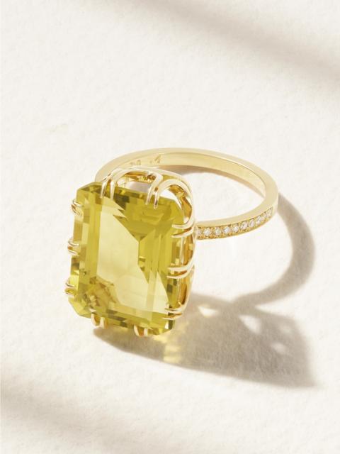 Solitaire Crown 18-karat Gold, Topaz And Diamond Ring