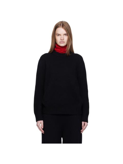 Black Over Fit Cashmere Pullover Sweater