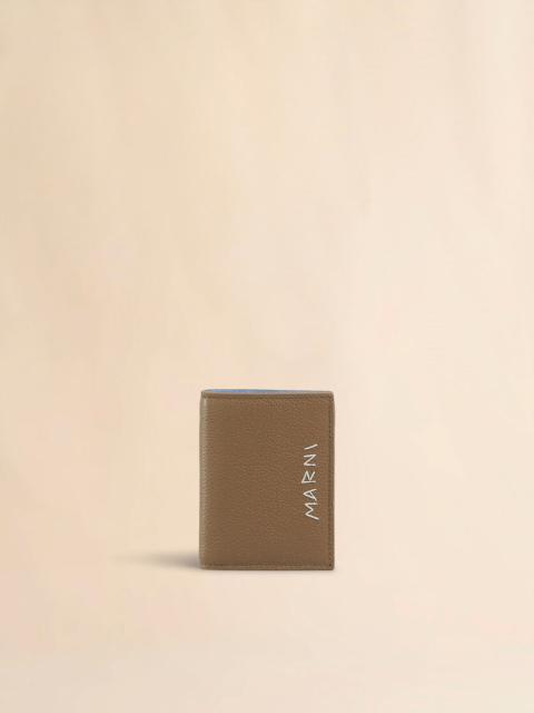 BROWN LEATHER BIFOLD WALLET WITH MARNI MENDING