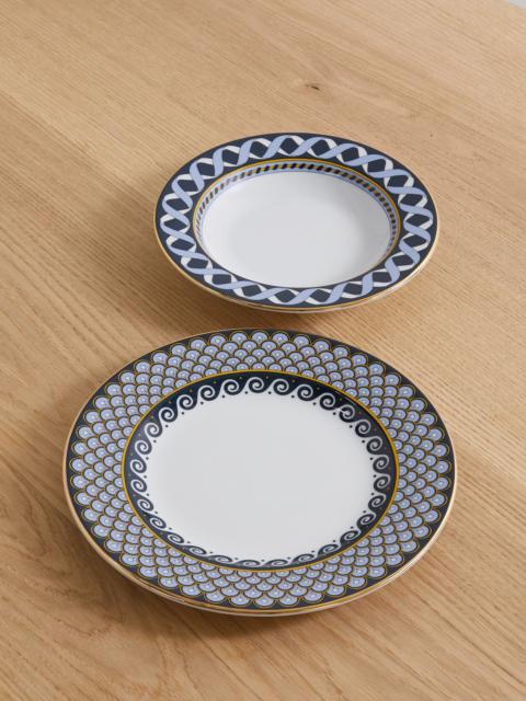 Set Of Two Gold-plated Porcelain Soup And Dinner Plates