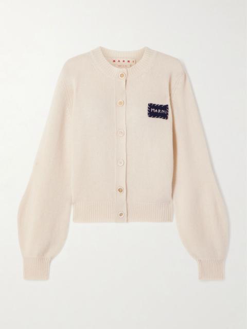Embroidered cashmere cardigan Cream