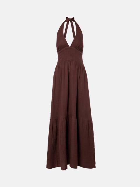 Shay halterneck cotton maxi dress