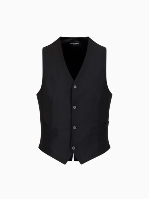 Single-breasted, worsted virgin-wool gilet