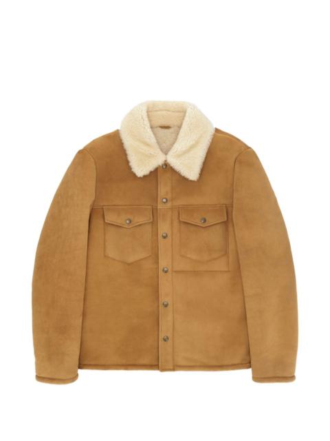 Quarter patch-pocket shearling jacket