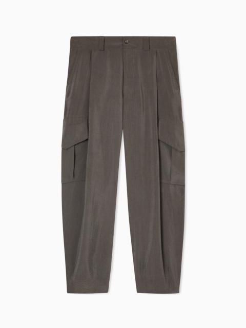 WASHED, SILK-BLEND, SINGLE-PLEAT TROUSERS