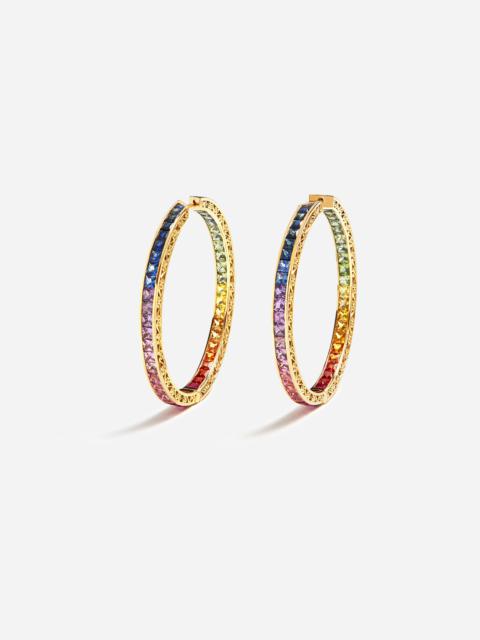 Multi-colored sapphire hoop earrings
