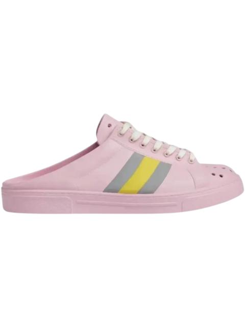 Gucci Ace Web Rubber Mules Pink Yellow
