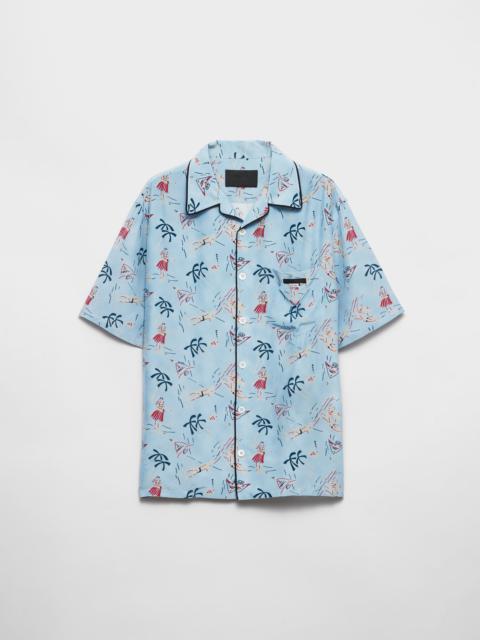 Printed silk blend bowling shirt